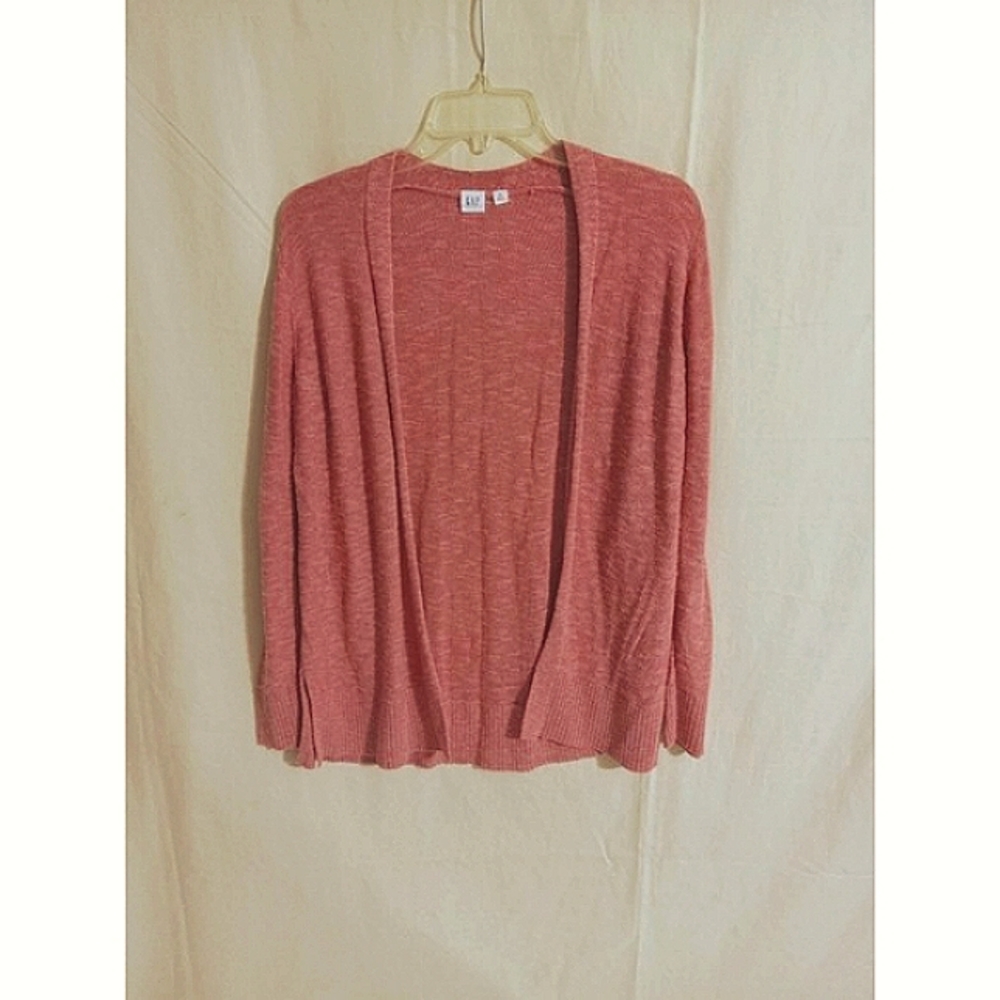 GAP Pink Rosette Rayon Blend Knit Open Front Cardigan Wms Sz Med